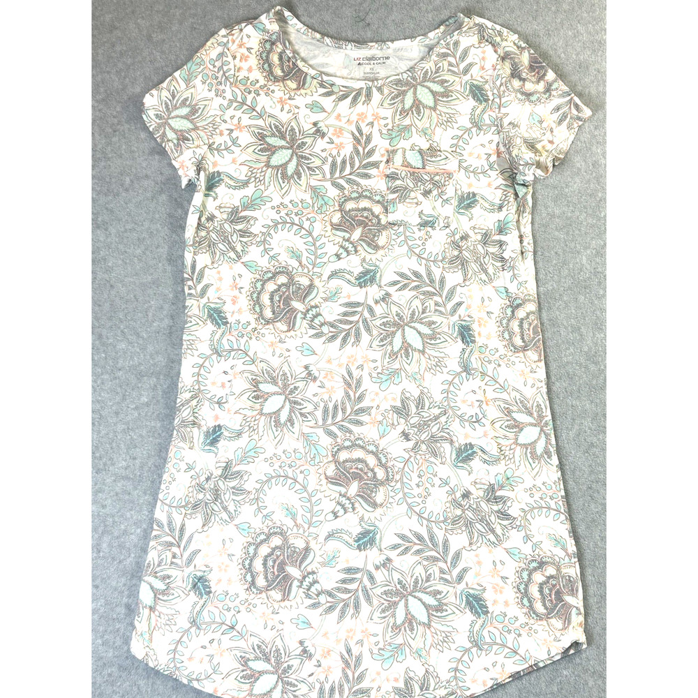 Liz Claiborne Cool & Calm Women’s XS Floral Paisley Sleep Shirt Nightgown Soft